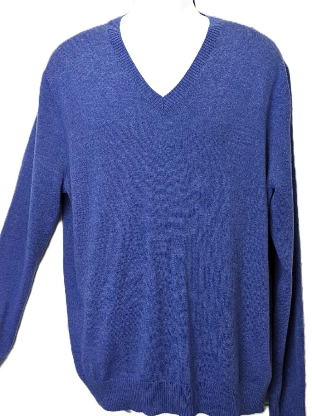 Mens Banana Republic Extra Fine Merino Wool Sweater XL Peacock Blue V-neck